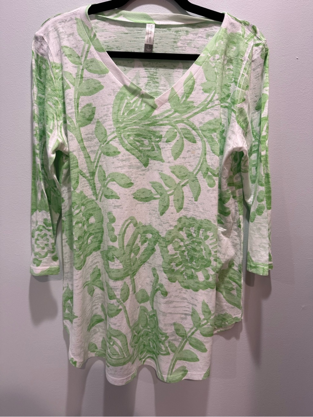 Whimsy Rose Green Floral Lightweight Top XL Soft Casual Spring Summer